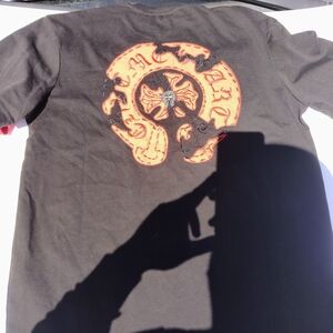 Brown Tee with Orange Stitched Back Emblem